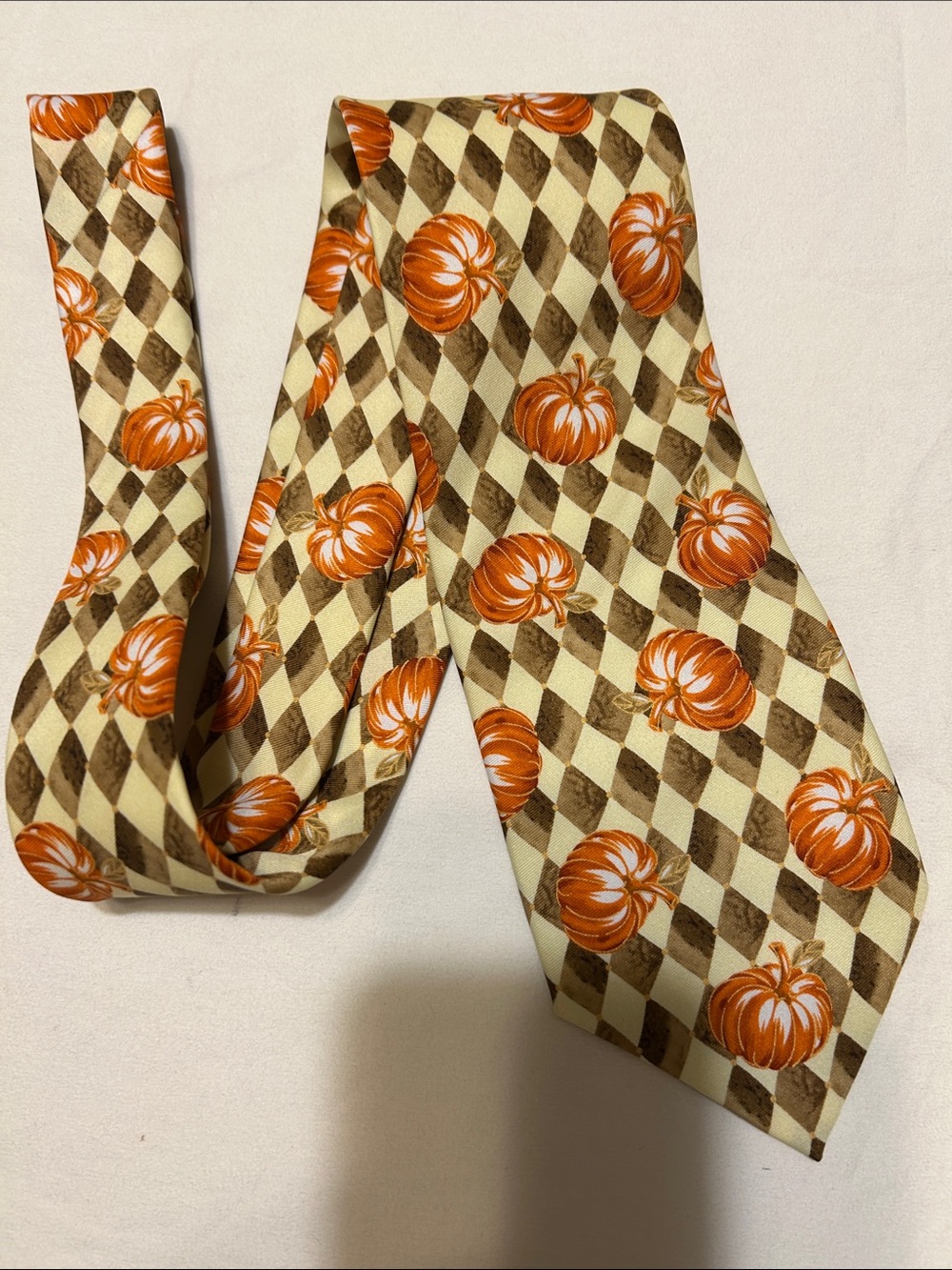 Autumn Pumpkin Necktie in Orange and Cream